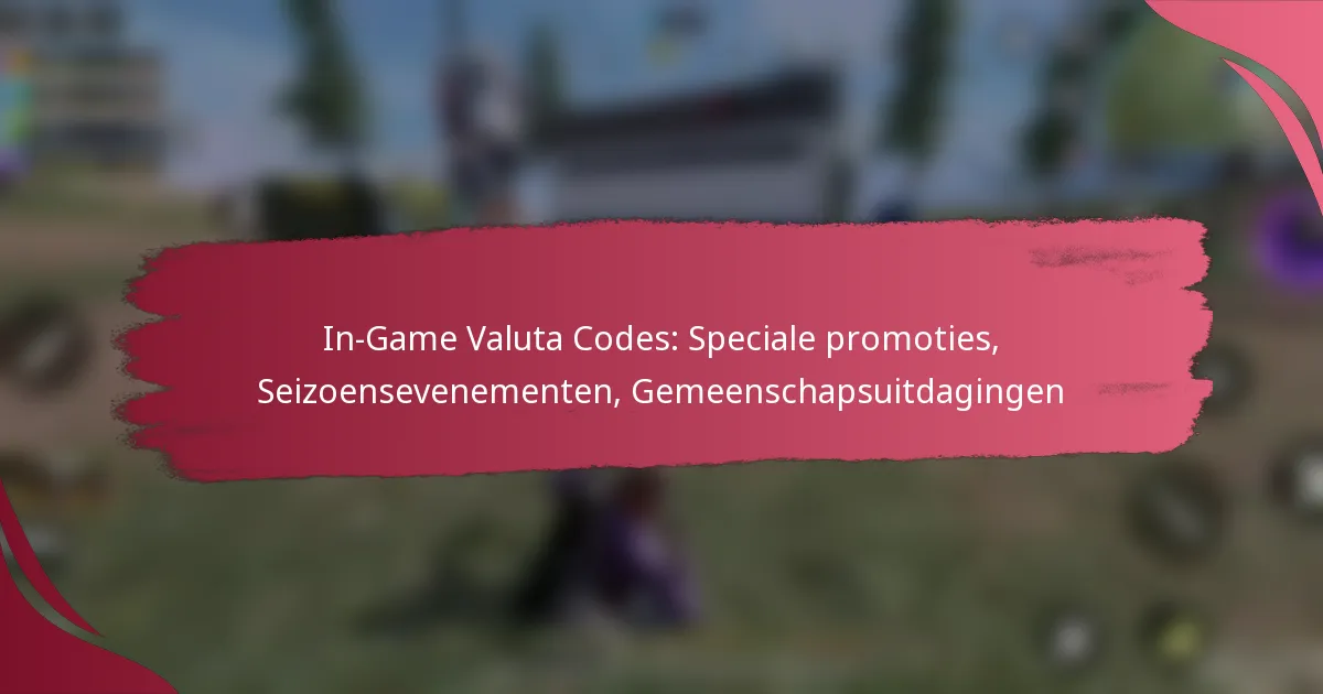 In-Game Valuta Codes: Speciale promoties, Seizoensevenementen, Gemeenschapsuitdagingen
