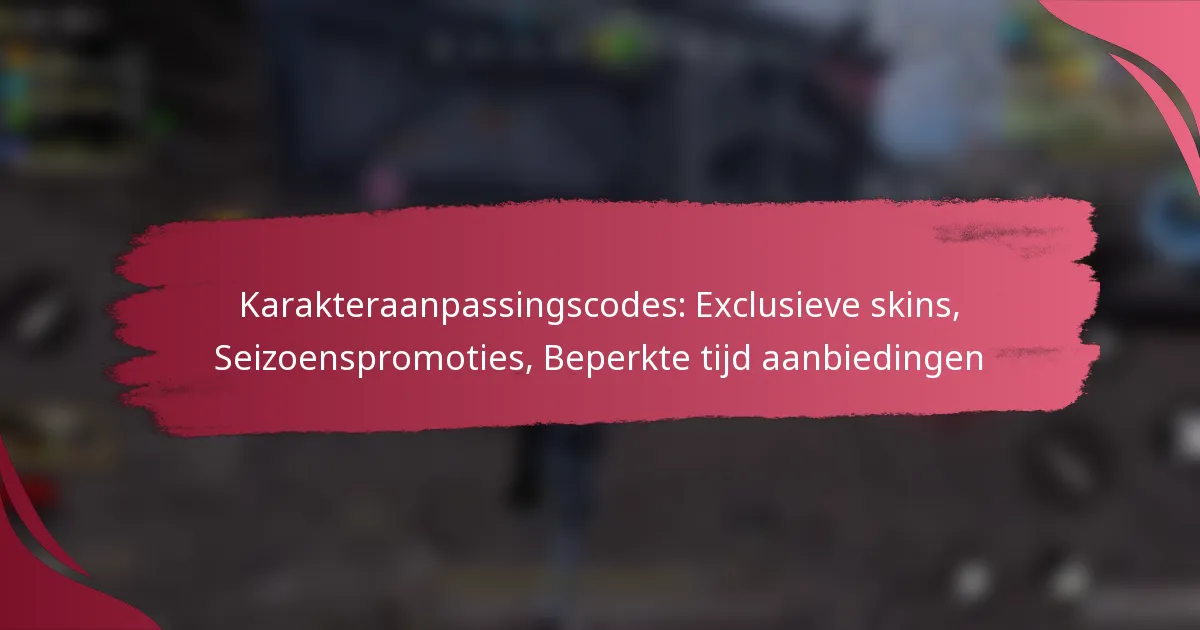 Karakteraanpassingscodes: Exclusieve skins, Seizoenspromoties, Beperkte tijd aanbiedingen