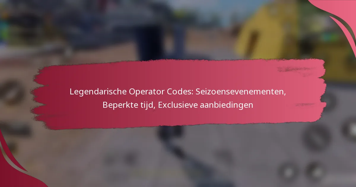 Legendarische Operator Codes: Seizoensevenementen, Beperkte tijd, Exclusieve aanbiedingen