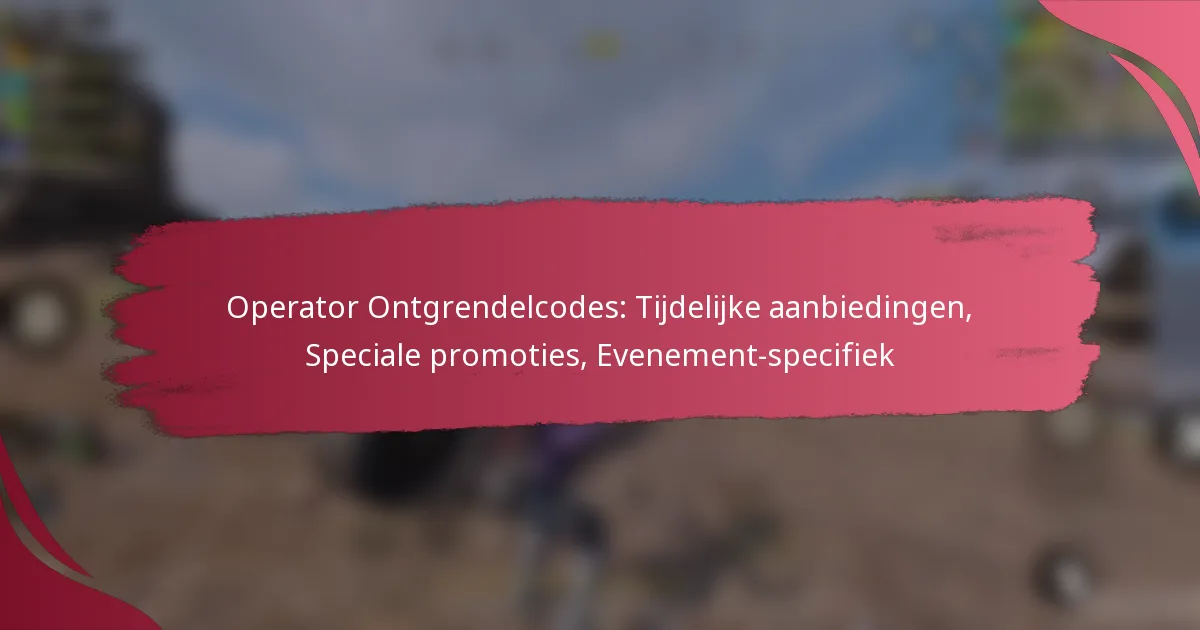 Operator Ontgrendelcodes: Tijdelijke aanbiedingen, Speciale promoties, Evenement-specifiek