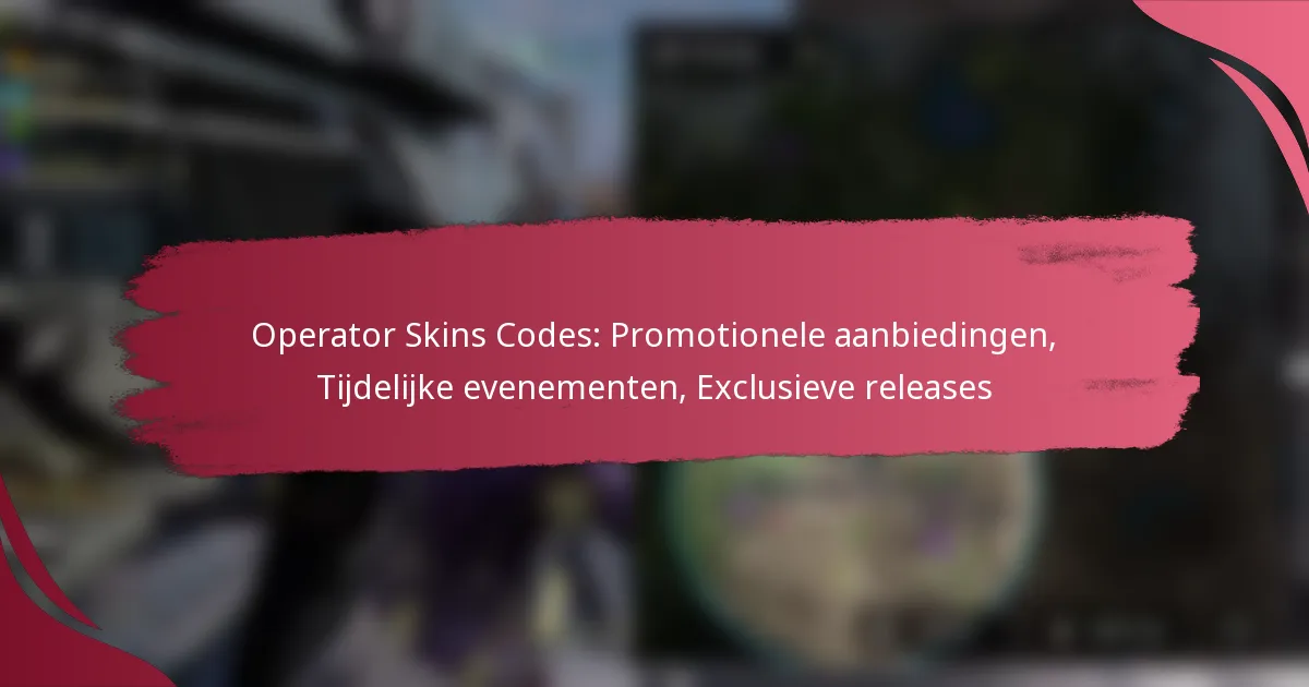 Operator Skins Codes: Promotionele aanbiedingen, Tijdelijke evenementen, Exclusieve releases